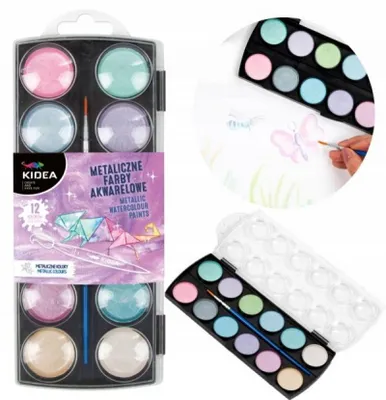 Produktbild von Kidea Metallische Aquarellfarben 12 Farben Set für Kinder