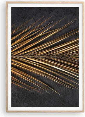 Produktbild von Gerahmtes Poster - Rahmen in heller Eiche - Blatt golden schwarz - 70x100 cm - Wand Bild - Wanddeko - Wandbilder - Kunstposter - Wandposter - Bilderrahmen - Bilder - Kunstdruck - P2NPA70x100-5091