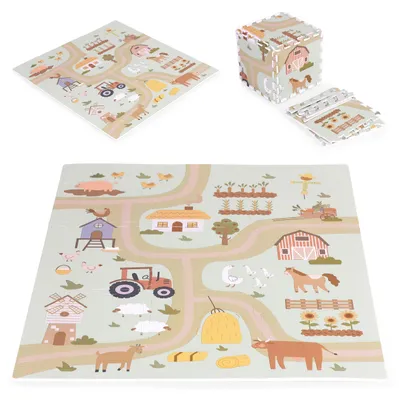 Immagine prodotto di Tappetino in schiuma EVA grande per bambini, a tema fattoria, 90,5x90,5 cm, 21 elementi, marca ECOTOYS