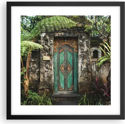 Produktbild von Gerahmtes Poster - Schwarzer Rahmen - Tor Tür Grün - 40x40 cm - Wand Bild - Wanddeko - Wandbilder - Kunstposter - Wandposter - Bilderrahmen - Bilder - Kunstdruck - Wanddekoration - P2BAC40x40-5078