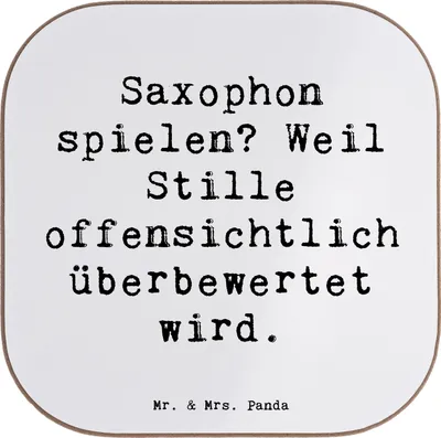 Produktbild von Mr. & Mrs. Panda Tischuntersetzer Spruch Saxophon Leidenschaft - Weiß - Geschenk, Jazz, Instrument, Melodie, Musik, Untersetzer Glas, Lernen, Tischschoner, Klang, Blues