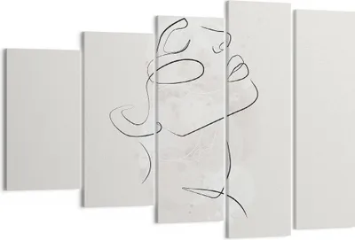 Produktbild von Bild auf Leinwand - Leinwandbild - 5 Teile - Gesicht Linie Skizze - 150x100cm - Wand Bild - Wanddeko - Wandbilder - Leinwanddruck - Bilder - Wanddekoration - Leinwand bilder - EG150x100-5031
