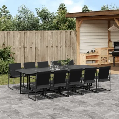 Produktbild von Stabli Möbel Gartenmöbel Set Balkonmöbel-Set 11-tlg. Garten-Essgruppe Schwarz Textilene - Gartenmöbelgarnituren CC4827150 5parcel