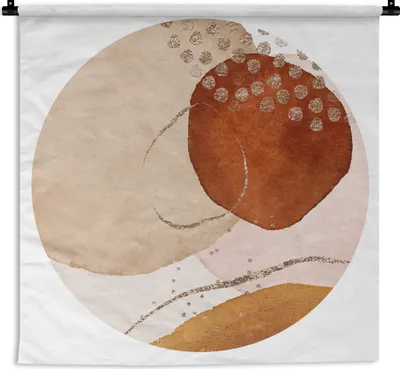 Produktbild von MuchoWow® Wandteppich Wandbehang Aquarell - Pastell - Gold 90x90 cm Tapisserie Dekoration Wandtuch - Wandaufhänger