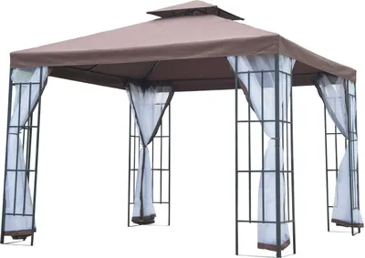 Produktbild von Outsunny Pavillon Gartenpavillon Partyzelt Gartenzelt Festzelt Doppeldach 2,97x2,97m