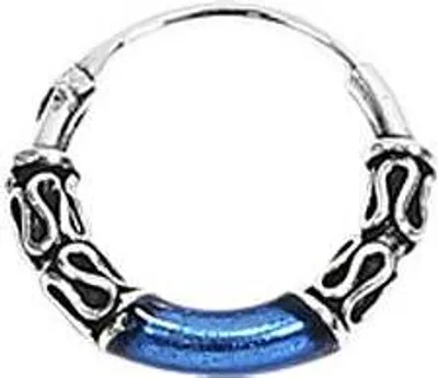 Produktbild von Paar 925 Sterling Silber Celtic Bali Creolen Vier Mäander Blau 14mm 7112