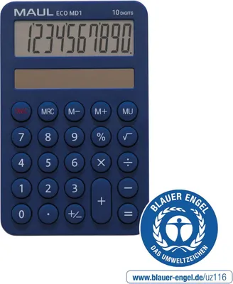 Produktbild von MAUL Taschenrechner ECO MD 1 LCD-Anzeige 1-zeilig, 10 Ziffern Solar 12 x 7.6 x 1.2 cm hellblau