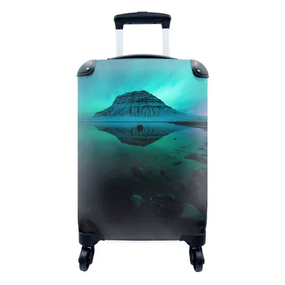 Produktbild von MuchoWow® Koffer Handgepäck Trolley Rollkoffer Kleine Reisekoffer mit 4 Rollen - Nordlicht hinter Berg - Cabin Size < 55x40x23 cm & 55x40x20 cm - Fotokoffer - Kabinenkoffer - Boardgepäck - Reise-Box - Reisekoffer - Reisegepäck - Koffer mit Bild - Trolley für Kinder