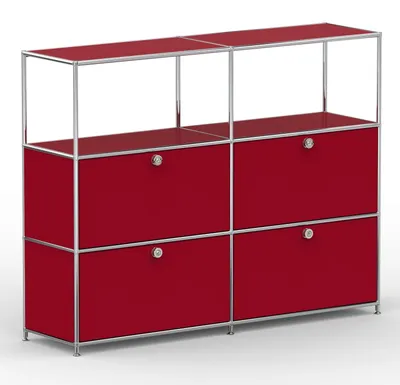 Produktbild von Hochschrank, 2 offene Fächer, 4 Klappen, Breite 152 cm, Rubinrot