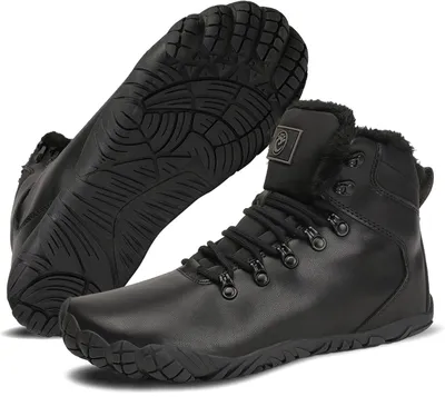 Image de Chaussures d'hiver minimalistes pour femmes VEXITO, imperméables, en cuir etPolyuréthanechaud, noir, taille 41