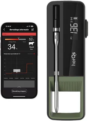 Obrázok produktu pre Digitálny Bluetooth teplomer s aplikáciou a teplotným alarmom do 300 °C – ideálny na grilovanie a do rúry