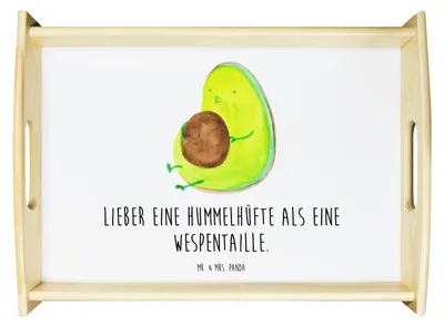 Produktbild von Mr. & Mrs. Panda Tablett Avocado Pfeifen - Weiß - Geschenk, Deko, Abnehmen, Foodbaby, Ernährung, Servier, Diät, serviertablett aus holz, Holztablett, teetablett