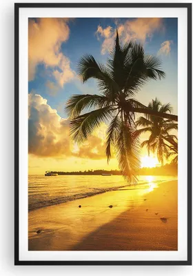 Produktbild von Gerahmtes Poster - Schwarzer Rahmen - Meer Strand Palme - 61x91,5 cm - Wand Bild - Wanddeko - Wandbilder - Kunstposter - Wandposter - Bilderrahmen - Bilder - Kunstdruck - Wandbild - P2BPA61x91-3922