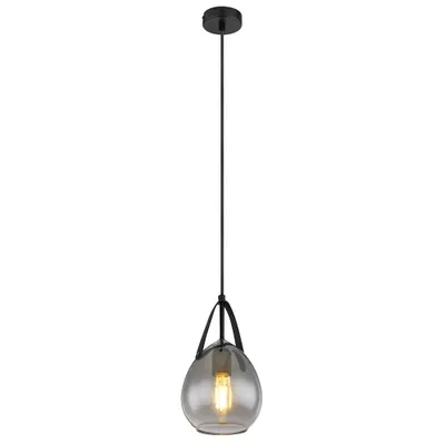 Produktbild von Hängeleuchte, Glasschirm, Metall, schwarz rauch, H 120 cm