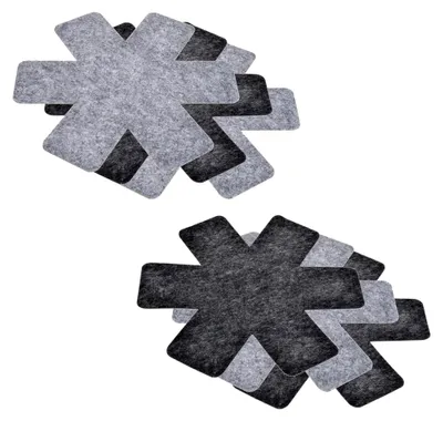 Produktbild von Schutzmatten für Töpfe und Pfannen, 6 Stück, (Ø 38 cm) - Kratzschutz, Stapelhilfe, Schoner aus Kunst-Filz, Schwarz & Grau