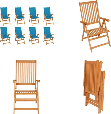 Produktbild von vidaXL Garten Liegestühle mit Kissen 8 Stk. Massivholz Teak - Gartenstuhl - Gartenstühle - Garten-Liegestuhl - Garten-Liegestühle