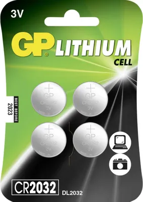 Obrázok produktu pre GP gombíkový lítiový článok CR2032, 3 V, blister po 4 ks