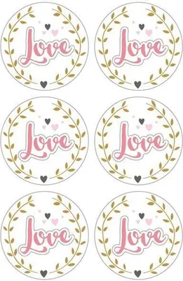 Image de Autocollant 3D Ø 4 cm - Love sur fond blanc
