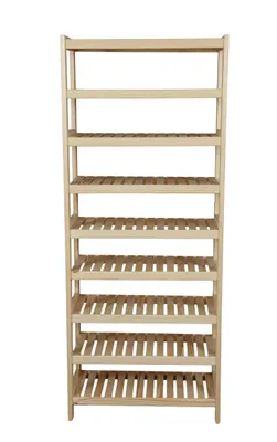 Obrázok produktu pre Drevená polica / stojanová polica z masívneho borovicového dreva, 9 políc, 173 × 50 × 33 cm (V × Š × H), voľne stojaca, neošetrená
