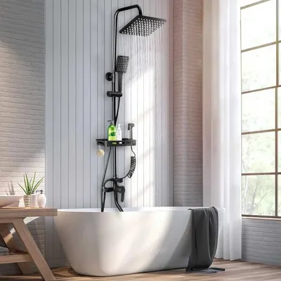 Immagine prodotto di Miscelatore per doccia - Miscelatore monocomando - Girevole e regolabile in altezza - Caldo e freddo - Corpo valvola in ottone - Cromo spazzolato - 201-300 mm - Bianco