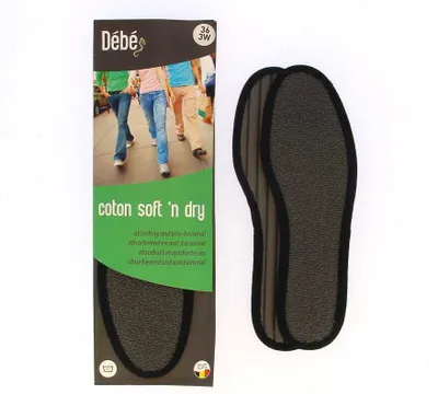Produktbild von DEBE Coton Soft 'n Dry Grey - Feuchtigkeitsabsorbierende und antibakterielle Einlegesohle in Grau - Größe 36
