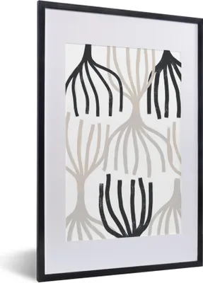 Produktbild von MuchoWow® Gerahmtes Poster Linie - Pastell - Abstrakt - Muster 40x60 cm - Poster mit Schwarzem Bilderrahmen Wandposter Rahmen Foto Bilder - Poster in Rahmen