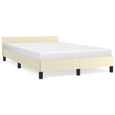 Image de vidaXL Cadre de lit avec tête de lit sans matelas Crème 120x200 cm