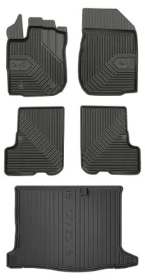 Productafbeelding van Rubberen automatten + kofferbakmat voor Dacia Sandero II 2012-2020 (hatchback) – 5-delig, zwart, op maat – Wielganizator