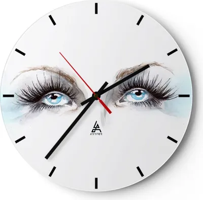 Produktbild von Wanduhr - Rund - Glasuhr - Mädchen Fantasie Augapfel menschliches - 30x30cm - Schleichendes Uhrwerk - Lautlos - zum Aufhängen bereit - Dekoration Modern - Wanddekoration aus Glas - C3AR30x30-3023