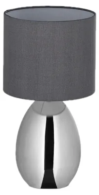 Obrázek produktu pro Noční lampička Relaxdays s dotykovým ovládáním, moderní stolní lampa, E14, stolní lampa s látkovým stínidlem, V x H 34,5 x 18 cm, stříbrná/šedá