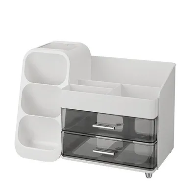 Produktbild von Best for home Make-up Organizer mit Schubladen, 3-in-1 Kosmetik Organizer 36 × 19 × 26 cm, Schmink Aufbewahrungsbox mit 2 Schubladen und 8 Fächern