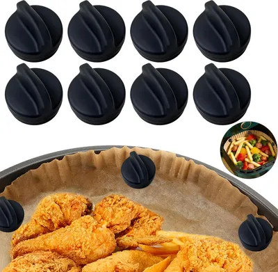 Produktbild von Airfryer Backpapier Halter Magnet 8er Set, flexibel positionierbar, Silikon hitzebeständig, Anti-Verbrannten, für magnetische Körbe
