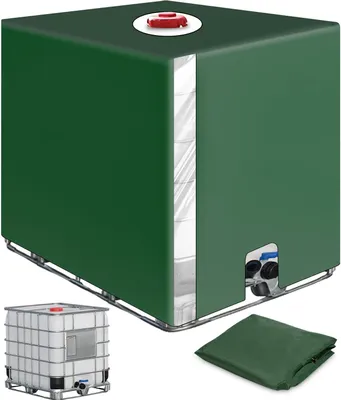 Produktbild von SOBEAU IBC Tank Abdeckung 1000L, IBC Container Zubehör, Wassertank Abdeckplane mit Transparenter Folie, Anti-UV Schutzplane Regenwassertank Abdeckung, IBC Wassertank Abdeckung, Grün