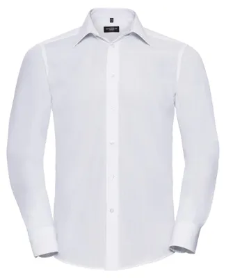 Image de Chemise pour homme Russell Collection en popeline, manches longues, facile d'entretien FK739 (S) (blanc)