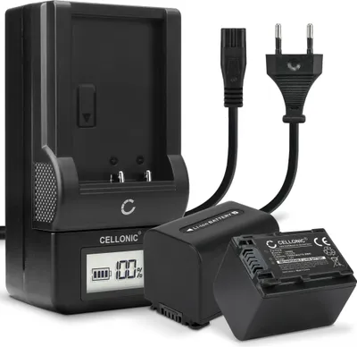 Image de CELLONIC 2x Batterie pour Appareil photo Compatible avec Sony FDR-AX33, HDR-CX250, HDR-CX270, NP-FV70 - (1500mAh, 7.4V) + Chargeur