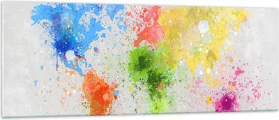 Produktbild von Bilder auf glas - Karte Welt modern - 140x50cm - Glasbilder - Wandbilder - Kunstdruck - zum Aufhängen bereit - Wanddekoration aus Glas - Glas Bilder - Wandbild auf Glas - Einteilig - GAB140x50-3559