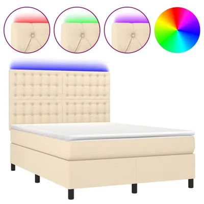 Produktbild von vidaXL Boxspringbett mit Matratze & LED Creme 140x200 cm Stoff