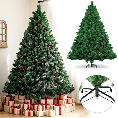 Immagine prodotto di Albero di Natale artificiale Eikuavons, altezza 210 cm, con 950 punte in PVC, abete decorativo con supporto, albero di Natale artificiale verde
