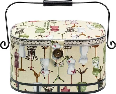 Image de Panier à couture - Boîte à couture au look vintage - 30 x 20,5 x 19 cm