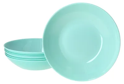 Produktbild von 6er Set Mint tiefe Suppenteller aus Glas 420ml Pasta Salat
