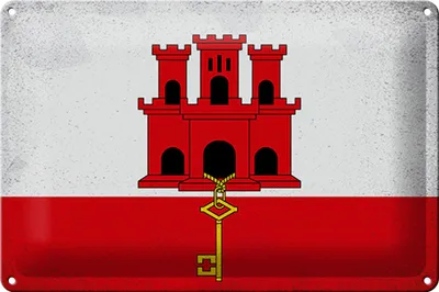 Produktbild von Blechschild Flagge Gibraltar 30x20cm Flag Gibraltar Vintage