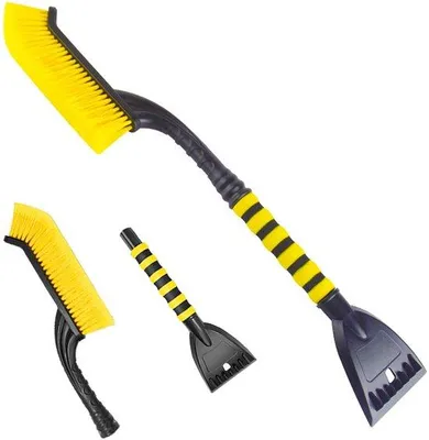 Productafbeelding van Unyqoos® 2-in-1 sneeuwborstel en ijskrabber voor auto, vrachtwagen en SUV – ongeveer 68 cm, afneembaar, ergonomische softgrip-handgreep