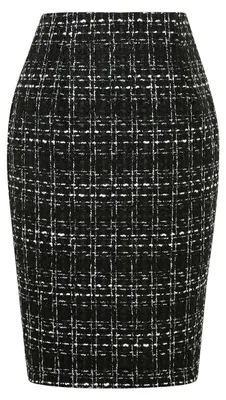 Imagen del producto de Elzusha - Falda midi para mujer, de cintura alta, en tejido tweed