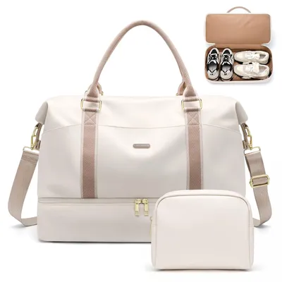 Image de Sac de week-end pour femmes, avec compartiment à chaussures et pochette de toilette