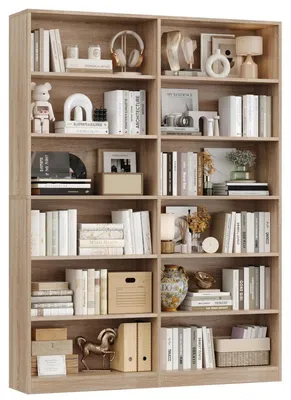 Immagine prodotto di Libreria a scaffali con 12 scomparti, libreria a colonna, scaffale portaoggetti, dimensioni 120 x 30 x 188,7 cm, finitura noce