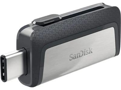 Zdjęcie produktu dla SanDisk 173338, 64 GB, USB Type-A / USB Type-C, 150 MB/s, Łożysko tulejowe, 9,1 g, Czarny, Srebrny