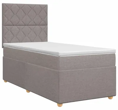 Immagine prodotto di Letto a molle con materasso e testata Taupe 90 x 200 cm in tessuto