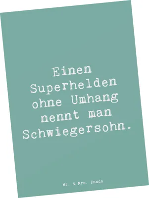 Produktbild von Mr. & Mrs. Panda Postkarte Spruch Held Schwiegersohn - Meeresbrise - Geschenk, Grußkarte, Liebe, Beziehung, Postkarten, Fotokarte, Humor, kunstkarte, Anerkennung, Familie