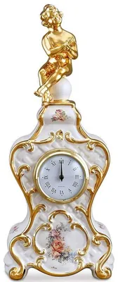Zdjęcie produktu dla Casa Padrino Zegar stołowy w stylu barokowym biały / złoty / wielokolorowy 17 x 12 x wys. 40 cm - Akcesoria w stylu barokowym Deco