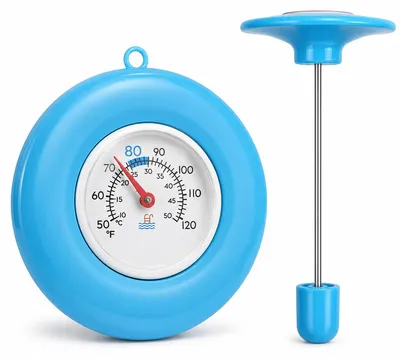 Produktbild von Schwimmthermometer Pool, batterieloser Temperaturmesser mit Doppelanzeige 10-50°C, IPX6 wasserdicht für Pool, Whirlpool und Teich